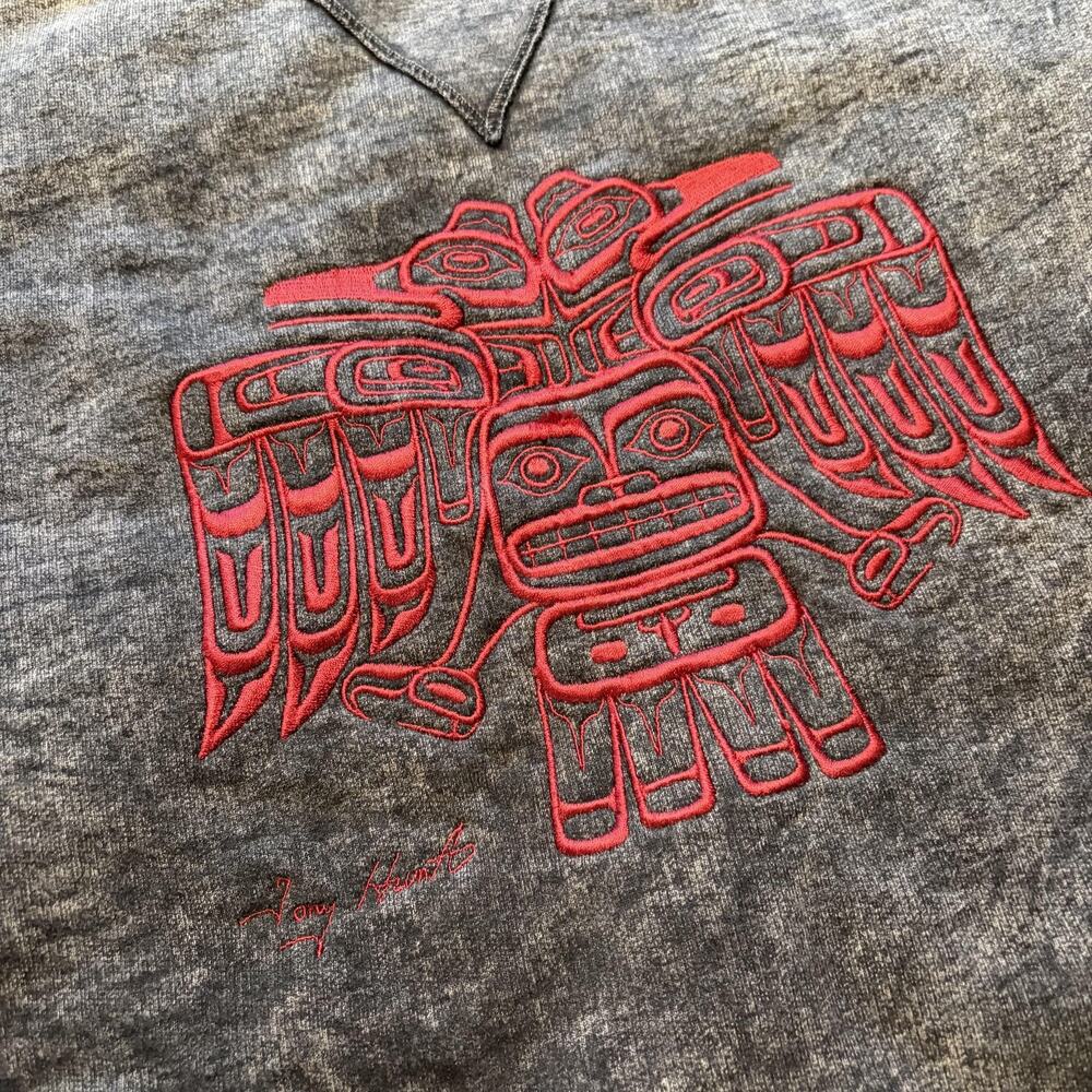 Vintage English Bay Sweatshirt Mens XL Gray Tony Hunt Thunderbird Graphic 90s - Picture 4 of 10